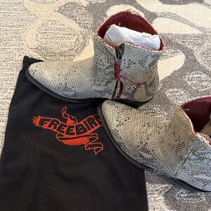 Freebird Black and White Snakeskin Boots